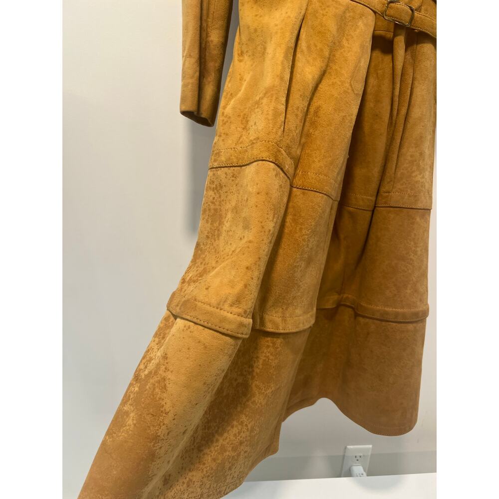 1970s RARE Vintage Leather Patchwork Trench Coat Removable Bottom Small JL - Picture 7 of 16